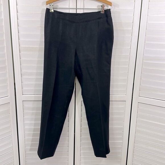 Talbots Linen Pants Size 6 Irish Linen Classic Side Zip Black - Picture 2 of 12